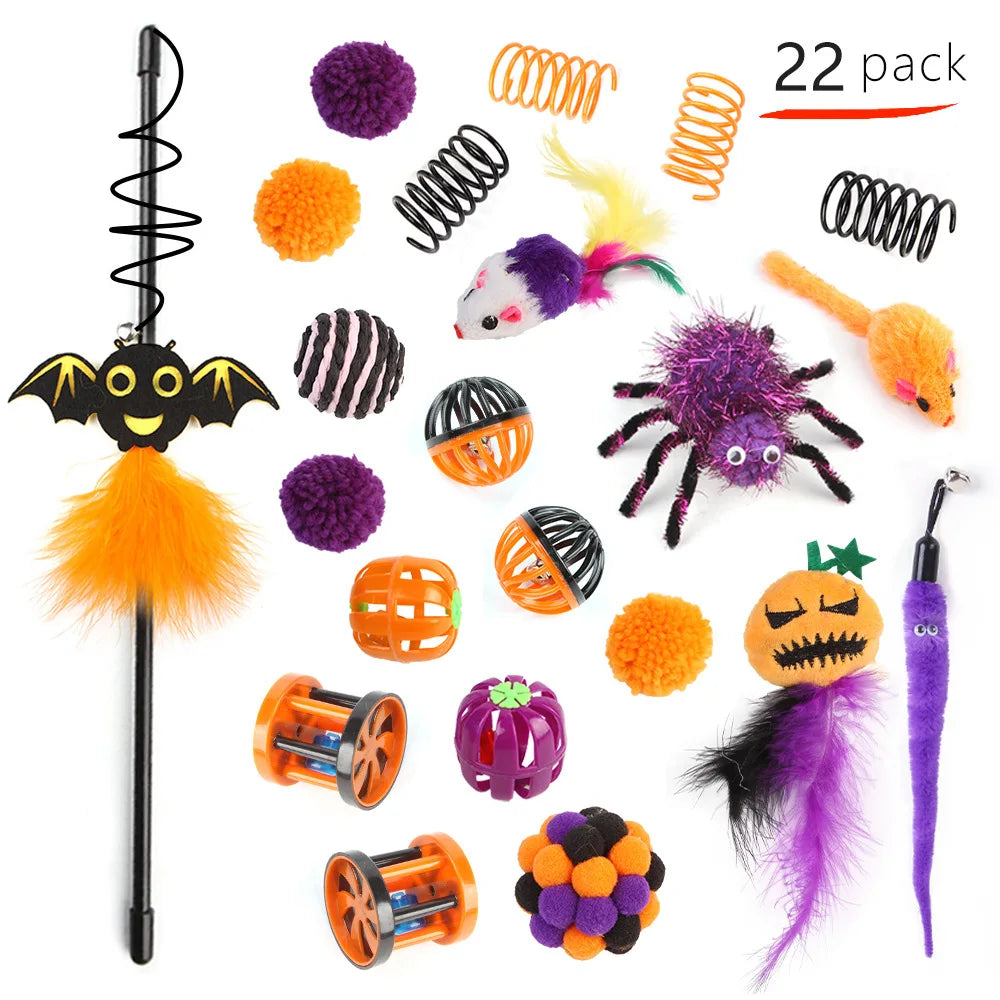 Interactive Cat Toy Variety Set with Wand, Mouse and Bell