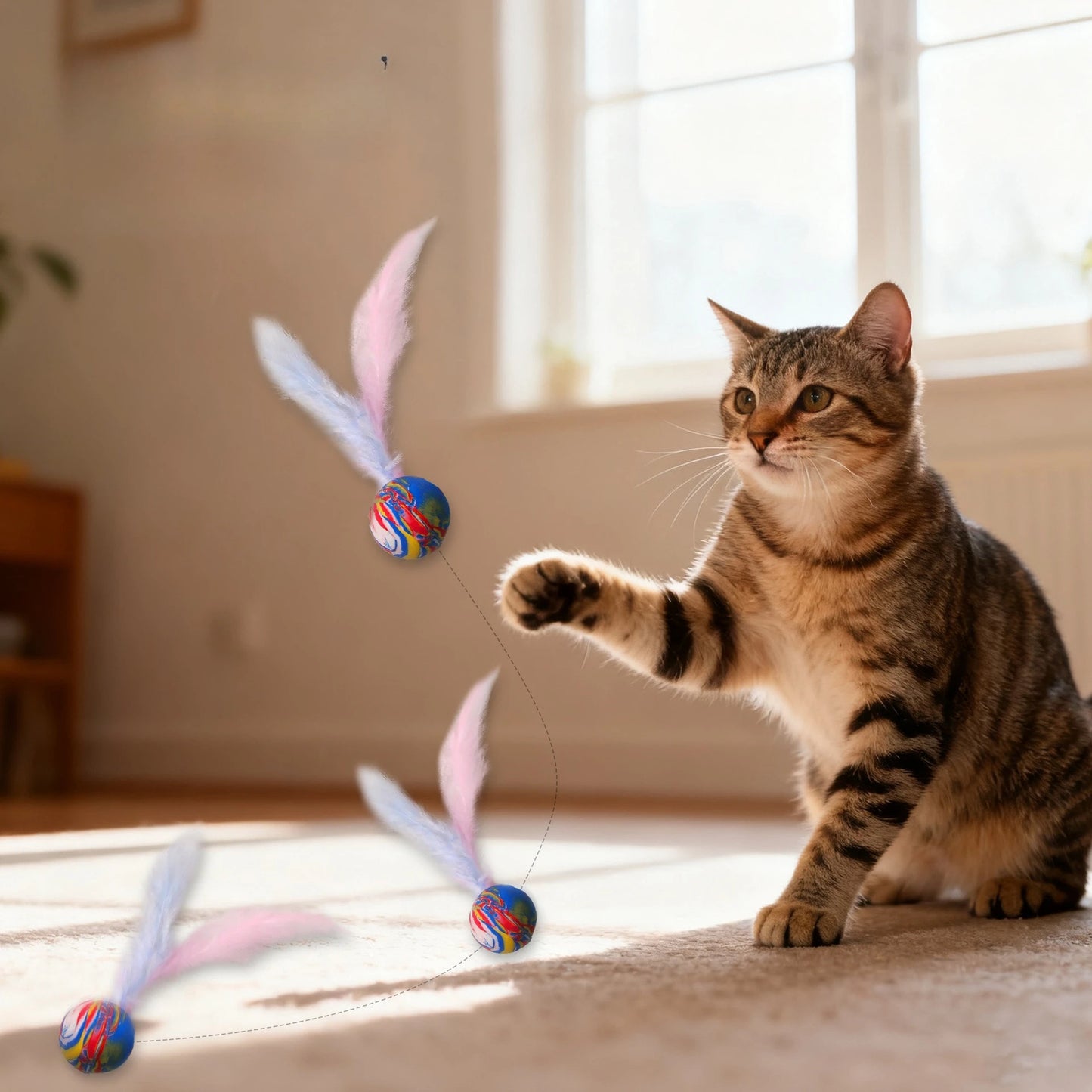 Interactive Feather Ball Cat Toy Set
