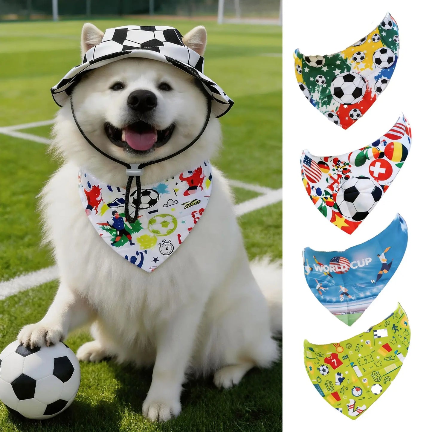 Football Fan Hat & Scarf Costume Set for Dogs & Cats