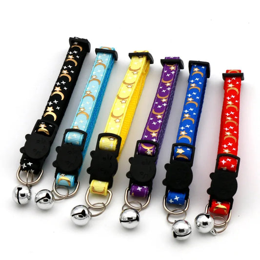 Reflective Moon and Star Safety Cat Collar with Breakaway Buckle