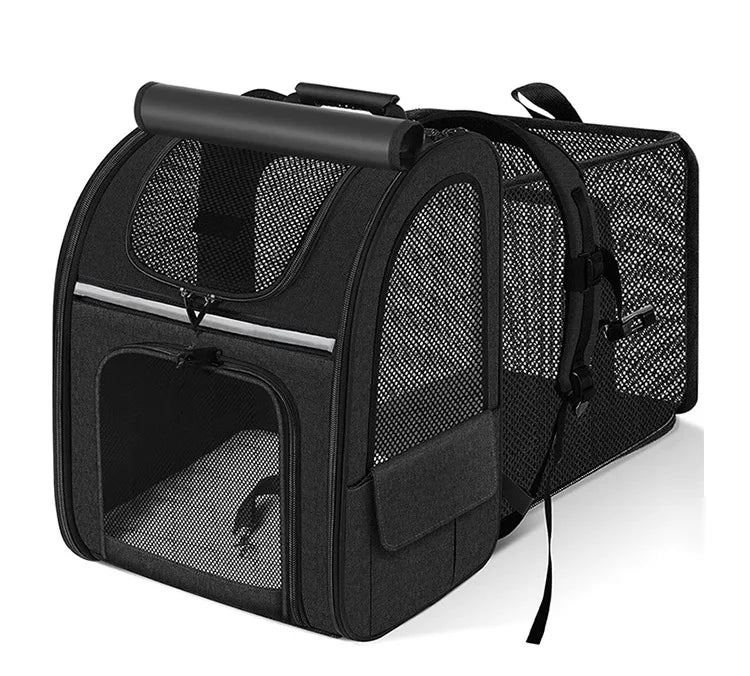 Sac à dos de transport extensible pour chat avec housse pare-soleil et maille respirante