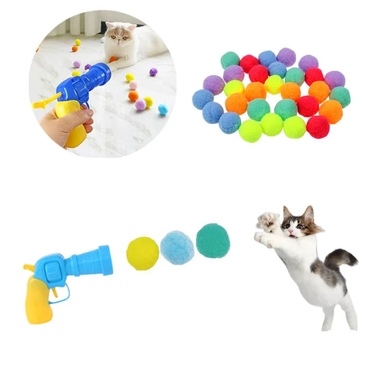 Interactive Pompom Launcher Cat Toy