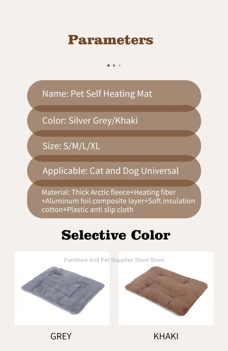 Self-Heating Thermal Pet Mat for Dogs & Cats – Washable Anti-Slip Kennel Pad, Sizes S–XL