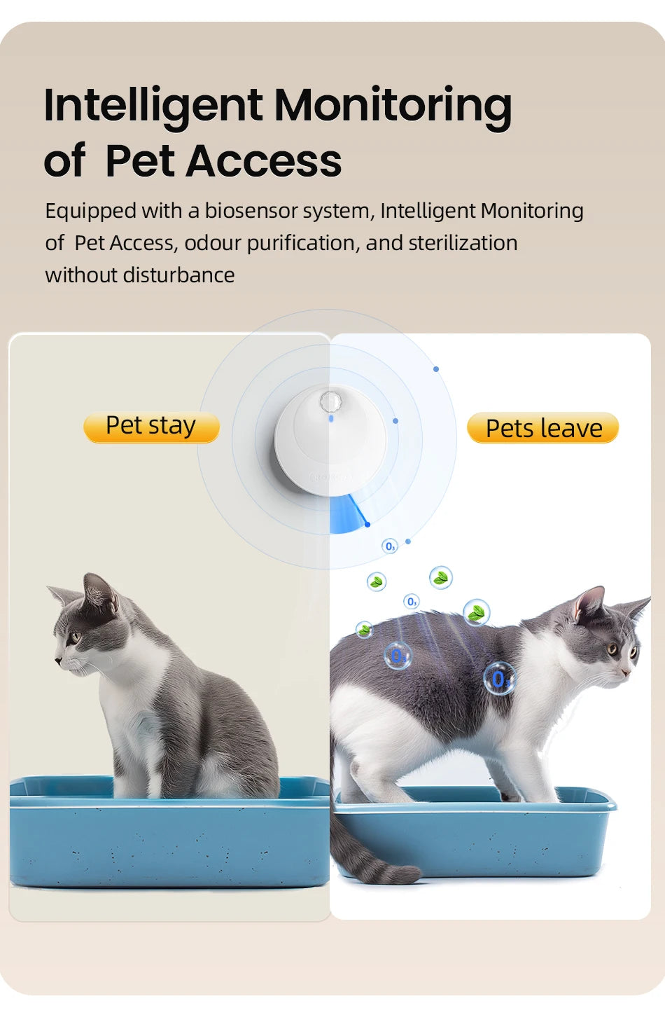 Smart Cat Litter Deodoriser — 4000mAh Automatic Odour Purifier for Litter Boxes