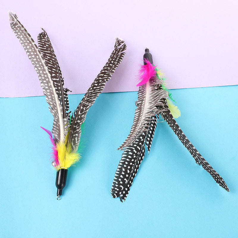 Interactive Cat Wand Replacement Head with Feathers and Bell