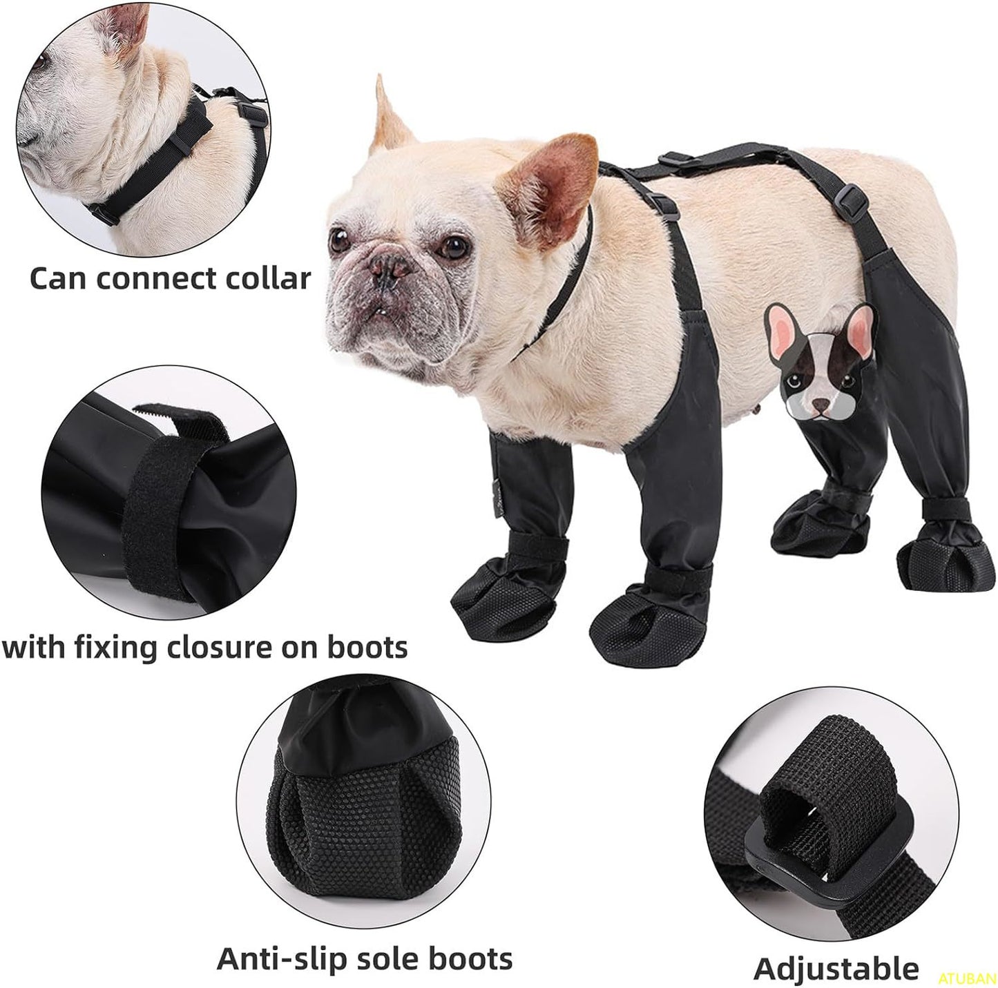 Bottes imperméables pour chien - Chaussures de protection antidérapantes pour la marche en extérieur