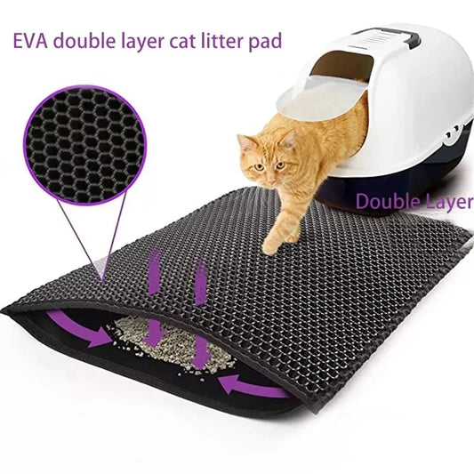 Cat Litter Mat with Gift - Double Layer Waterproof Pet Litter Box Mat