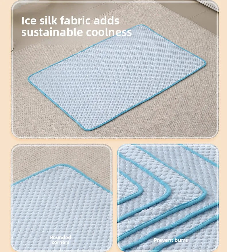 Ice Silk Cooling Mat for Cats & Dogs — Breathable Summer Pet Nest in 3 Colours & 6 Sizes