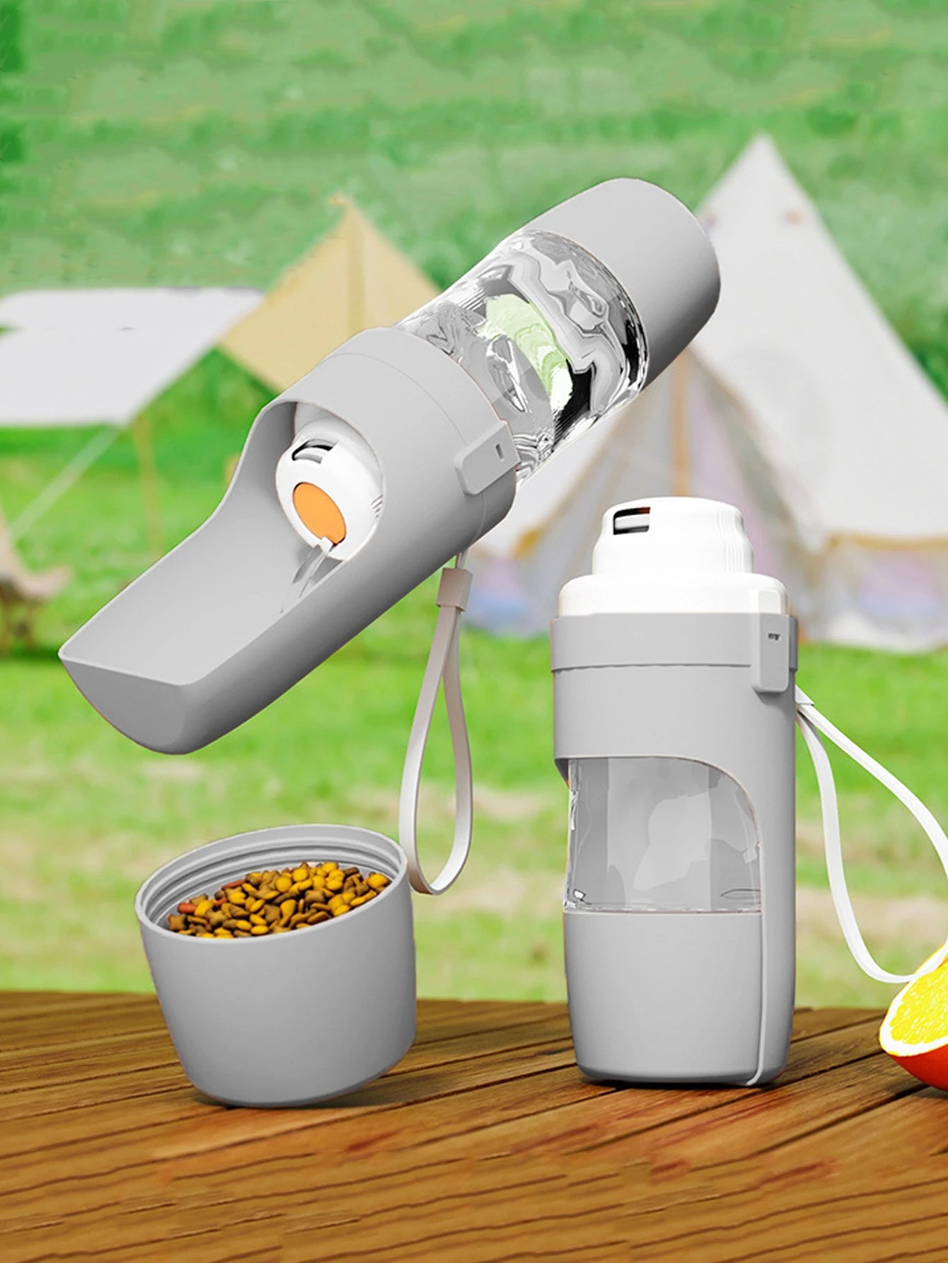 2-in-1 Portable Pet Water Bottle & Food Container – Travel Feeder for Dogs & Cats
