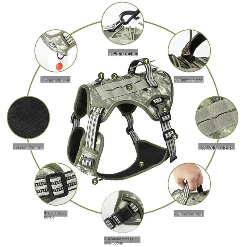 No-Pull Reflective Tactical Dog Harness Vest