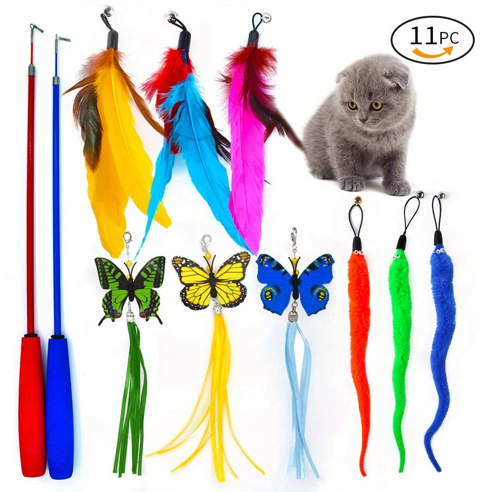 Feather Cat Wand 11-Pack with Bells