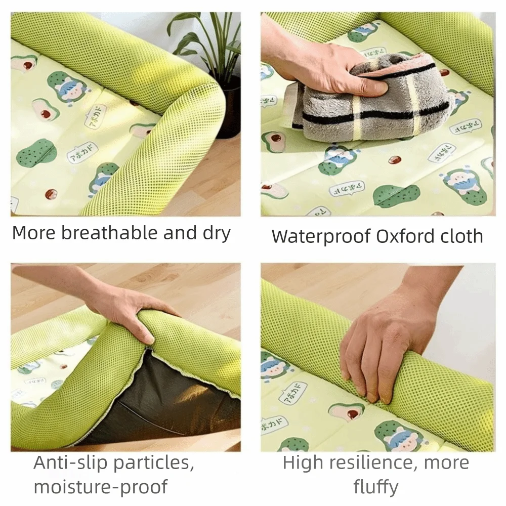 Square Cooling Pet Bed with Neck Support — Breathable, Waterproof & Anti-Slip for Dogs & Cats