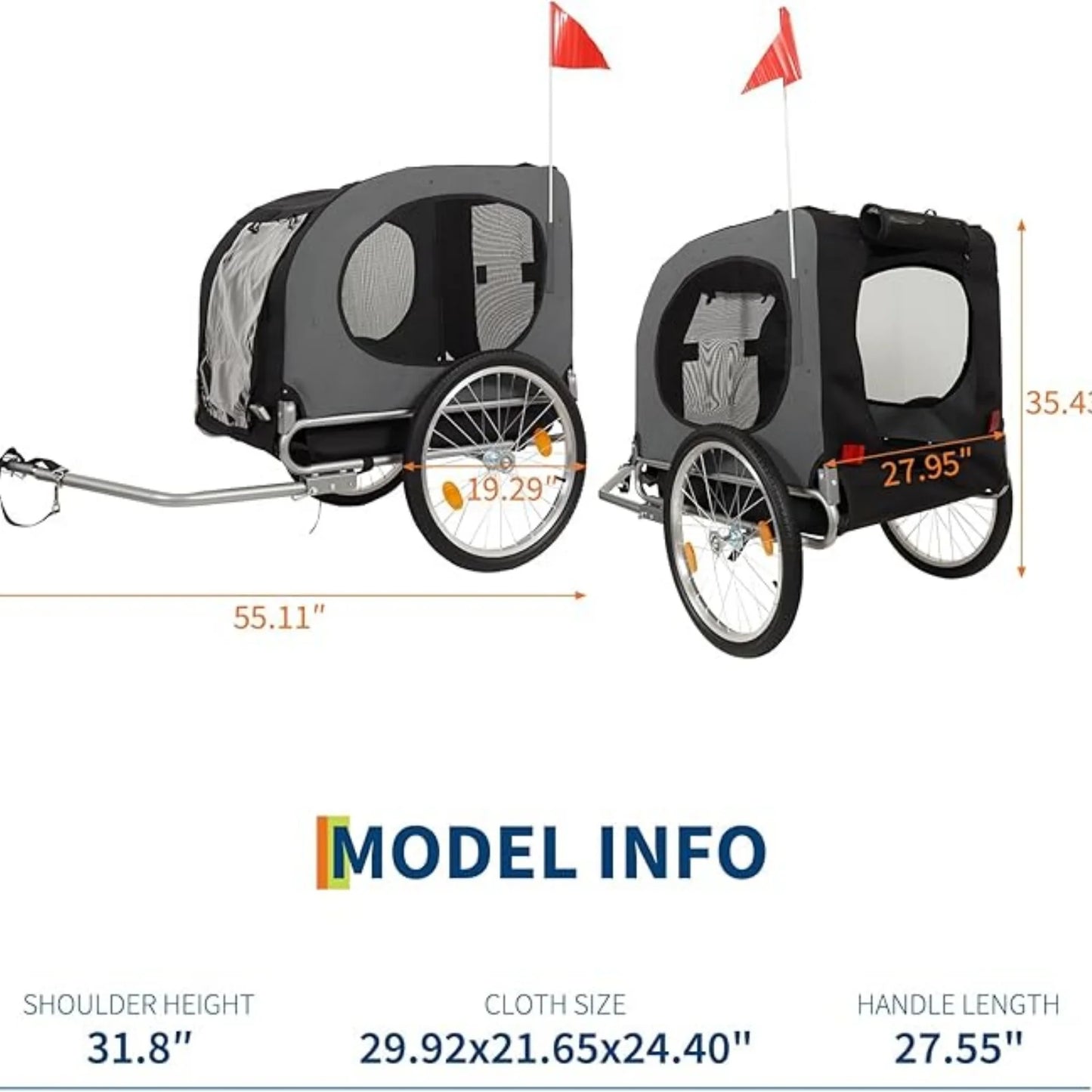 Dog Bike Trailer & Jogger with Air Tires | Up to 40kg