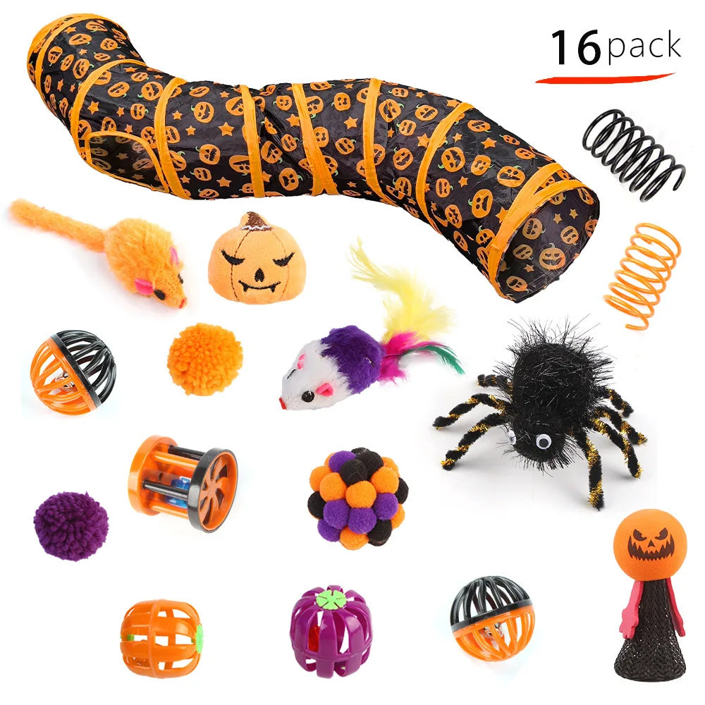 Halloween Cat Toy Variety Set with Wand, Mouse and Bell