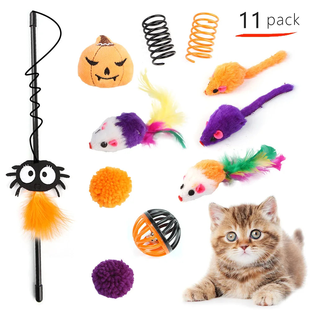 Interactive Cat Toy Variety Set with Wand, Mouse and Bell