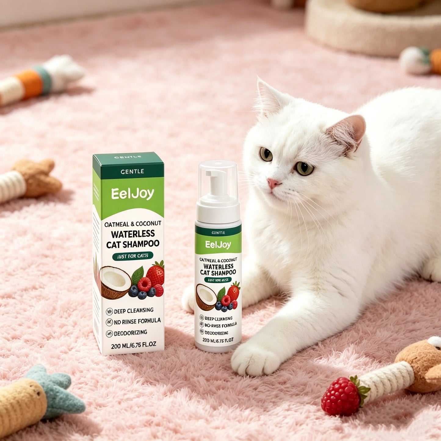 Coconut No-Rinse Dry Shampoo for Cats & Dogs — Sensitive Skin Foam Cleanser with Odour Control