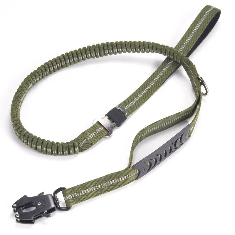 Reflective Bungee Dog Leash - Heavy Duty No-Pull Lead with Car Seatbelt