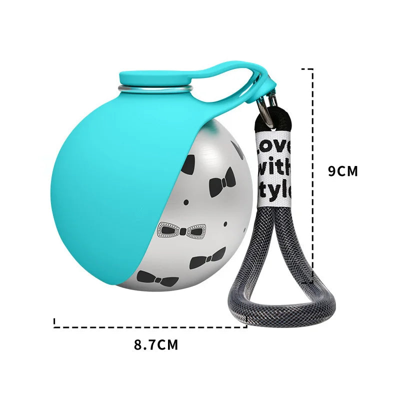 2-in-1 Foldable Dog Water Bottle with Bowl & Lanyard – 285ml Leakproof Travel Drinking Cup