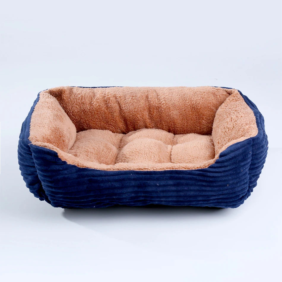Square Plush Calming Dog & Cat Bed – Waterproof Oxford Sofa Cushion for Small & Medium Pets