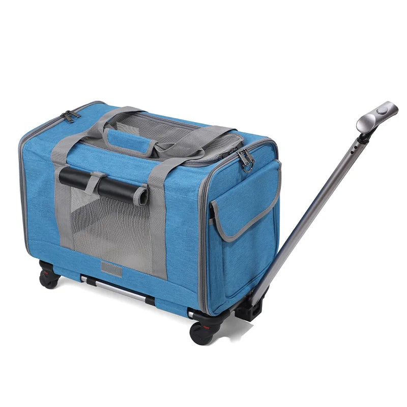 Sac de transport roulant pour animaux de compagnie avec roues — Approuvé par les compagnies aériennes et poussette pliable