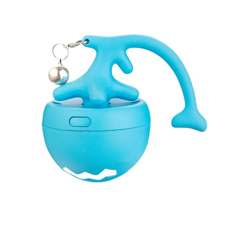USB Electric Fish Bone Rolling Ball Cat Toy with Replaceable Feathers