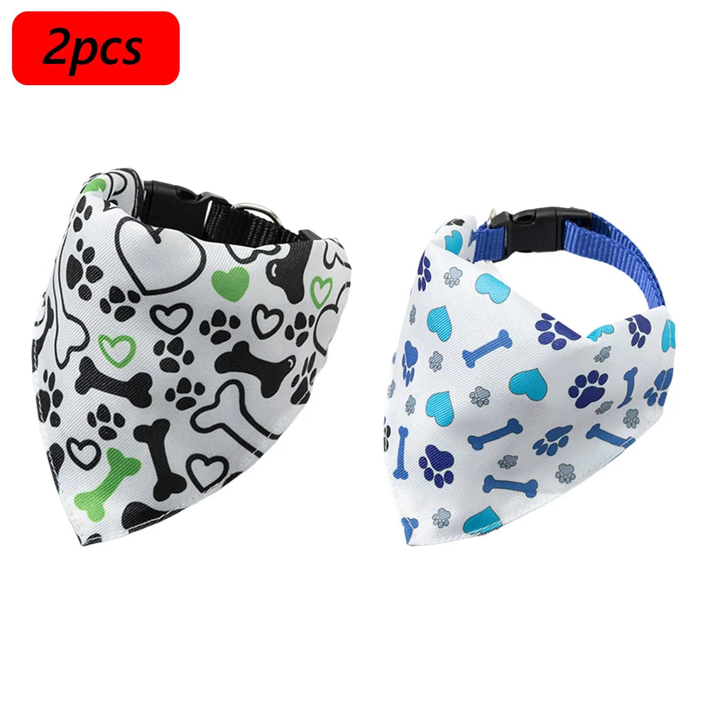 Cute Print Cat Dog Collar with Bandanas for Small Dogs Yorkshire Chihuahua Puppy Triangular Bandage Pet Accessories Supplies
