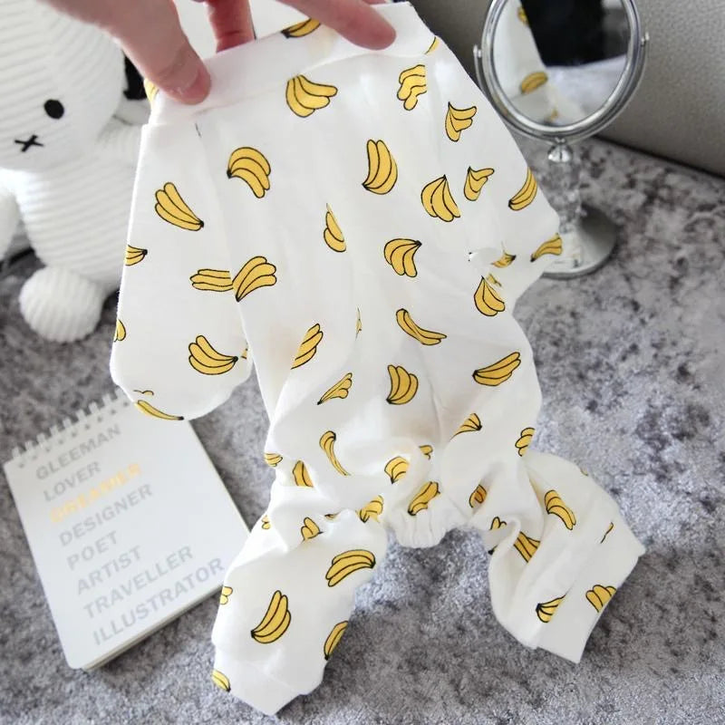 Soft Cotton Printed Pyjama Jumpsuit for Small Dogs