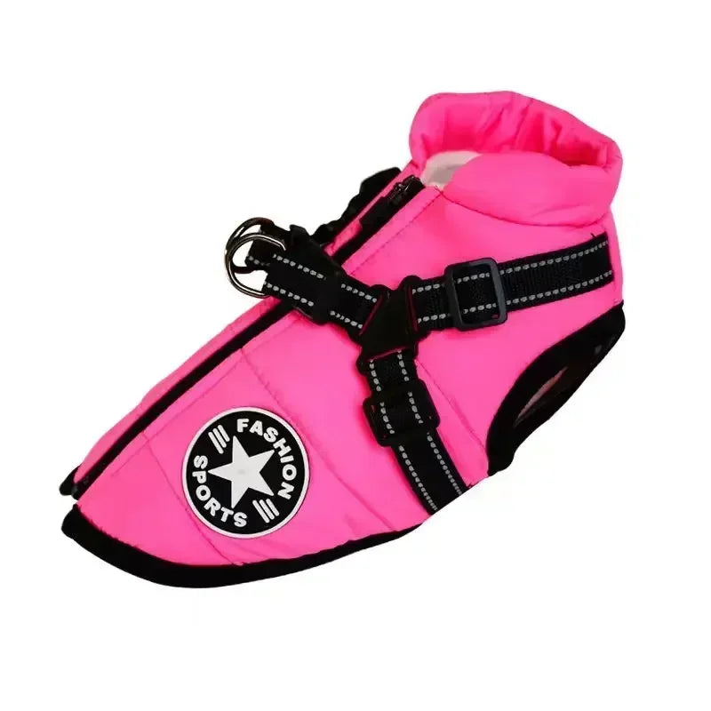 Waterproof Fleece Dog Jacket with Harness