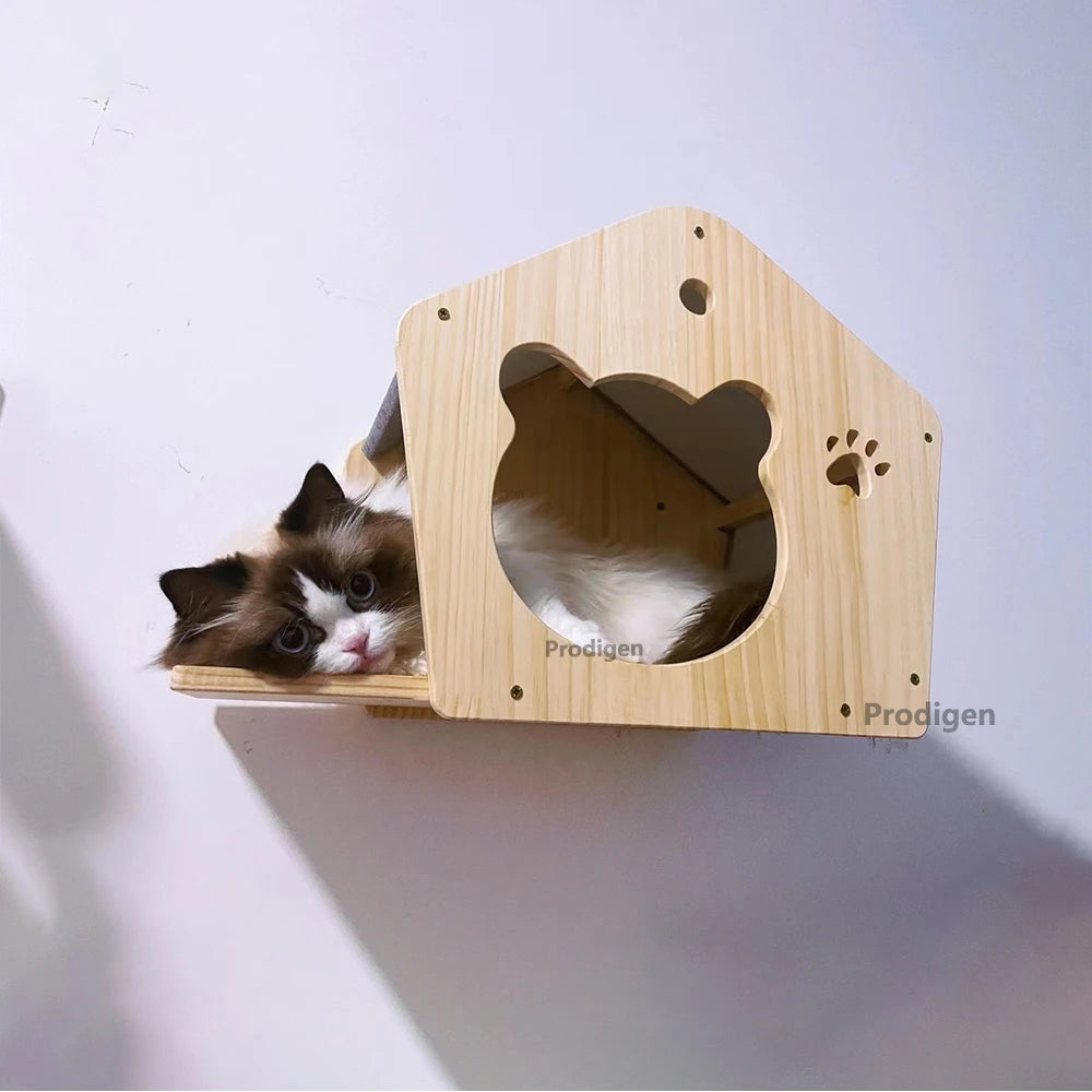 Wall-Mounted Cat Climbing Shelves & Hideaway Houses