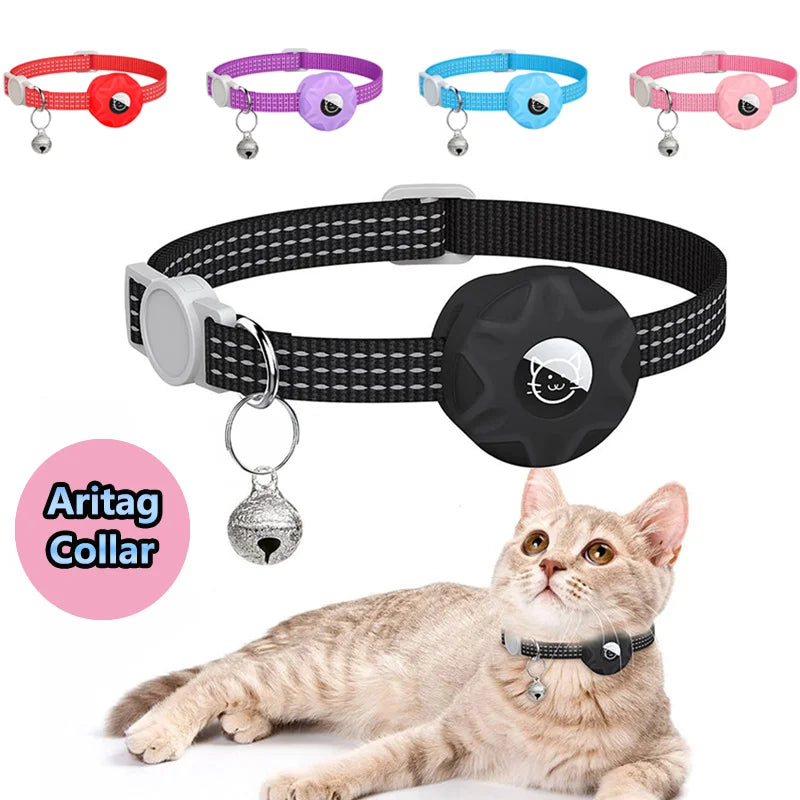 Support de collier pour animaux de compagnie avec design réfléchissant - Étui AirTag en silicone avec clochette