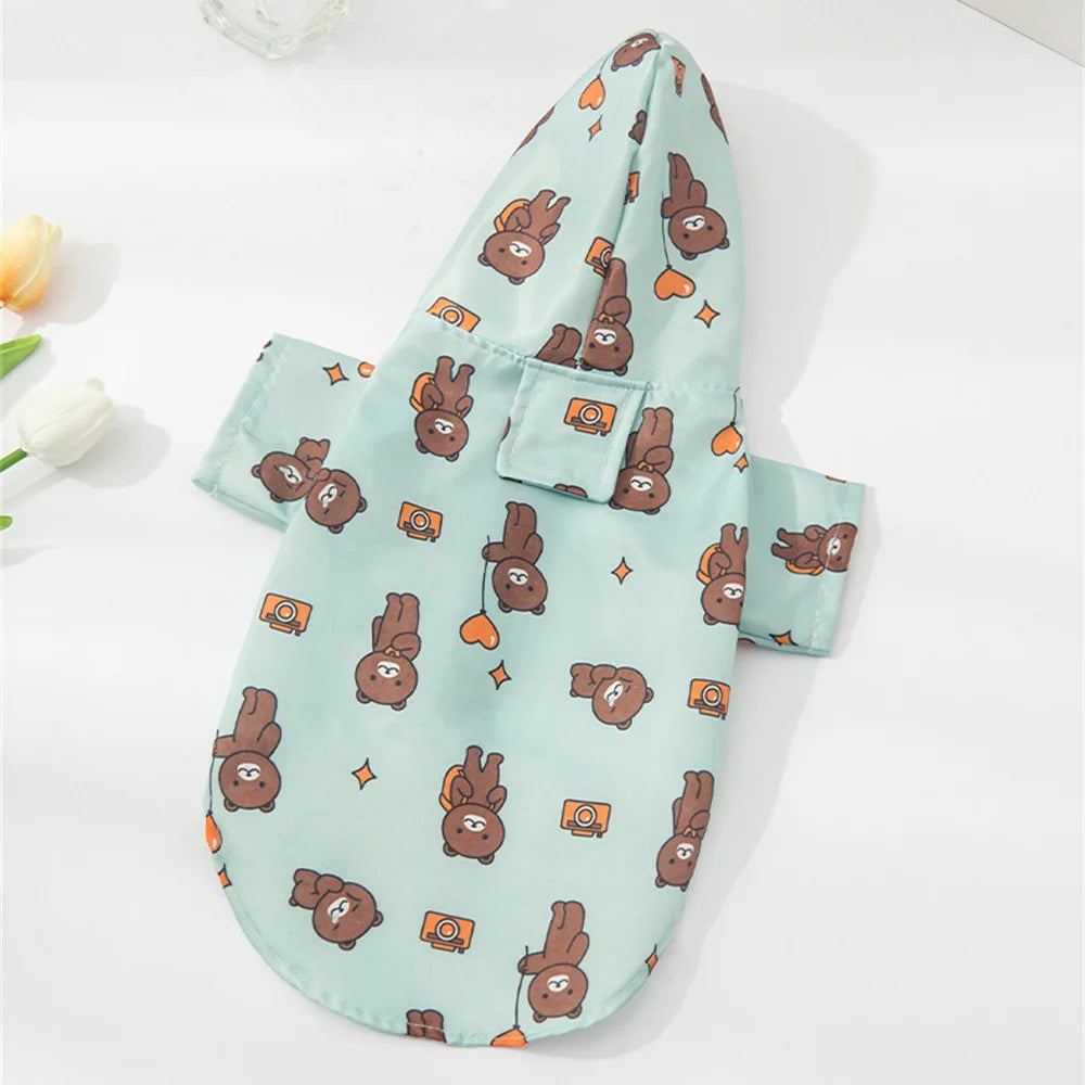 Printed Pet Dog Raincoat Waterproof Pet Hoodie with Traction Hole for Small Dogs Bichon Chihuahua Puppy Chubasquero Para Perros
