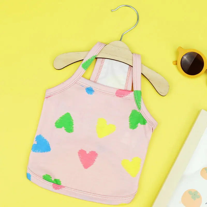 Solid Cotton Dog Vest - Breathable Summer Clothing for Small Dogs