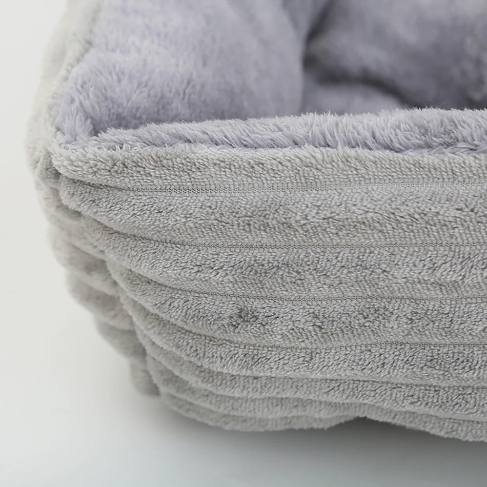Square Plush Calming Dog & Cat Bed – Waterproof Oxford Sofa Cushion for Small & Medium Pets