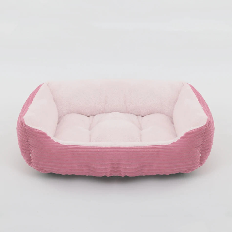Square Plush Calming Dog & Cat Bed – Waterproof Oxford Sofa Cushion for Small & Medium Pets