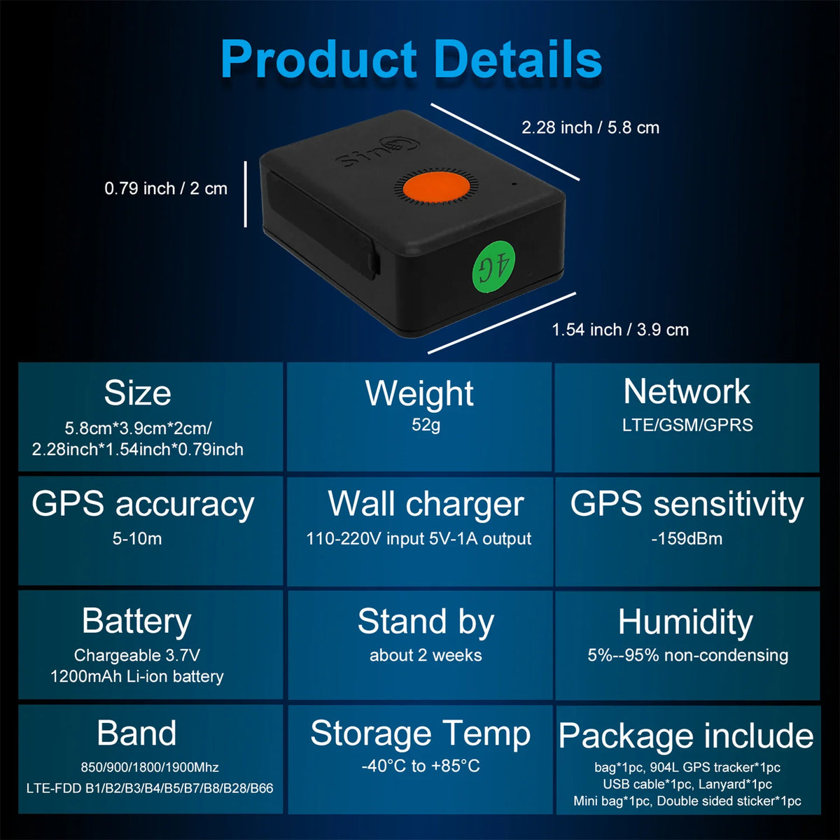 Mini GPS Tracker with Built-In Battery