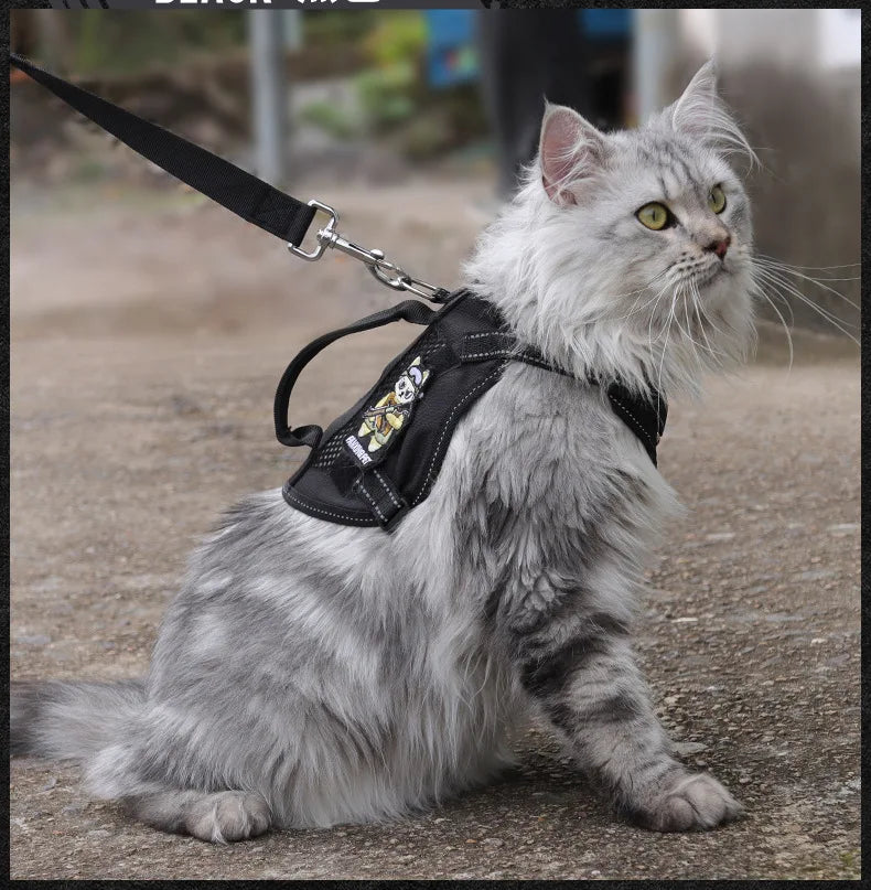 Harnais tactique réfléchissant avec poignée pour chats et chatons