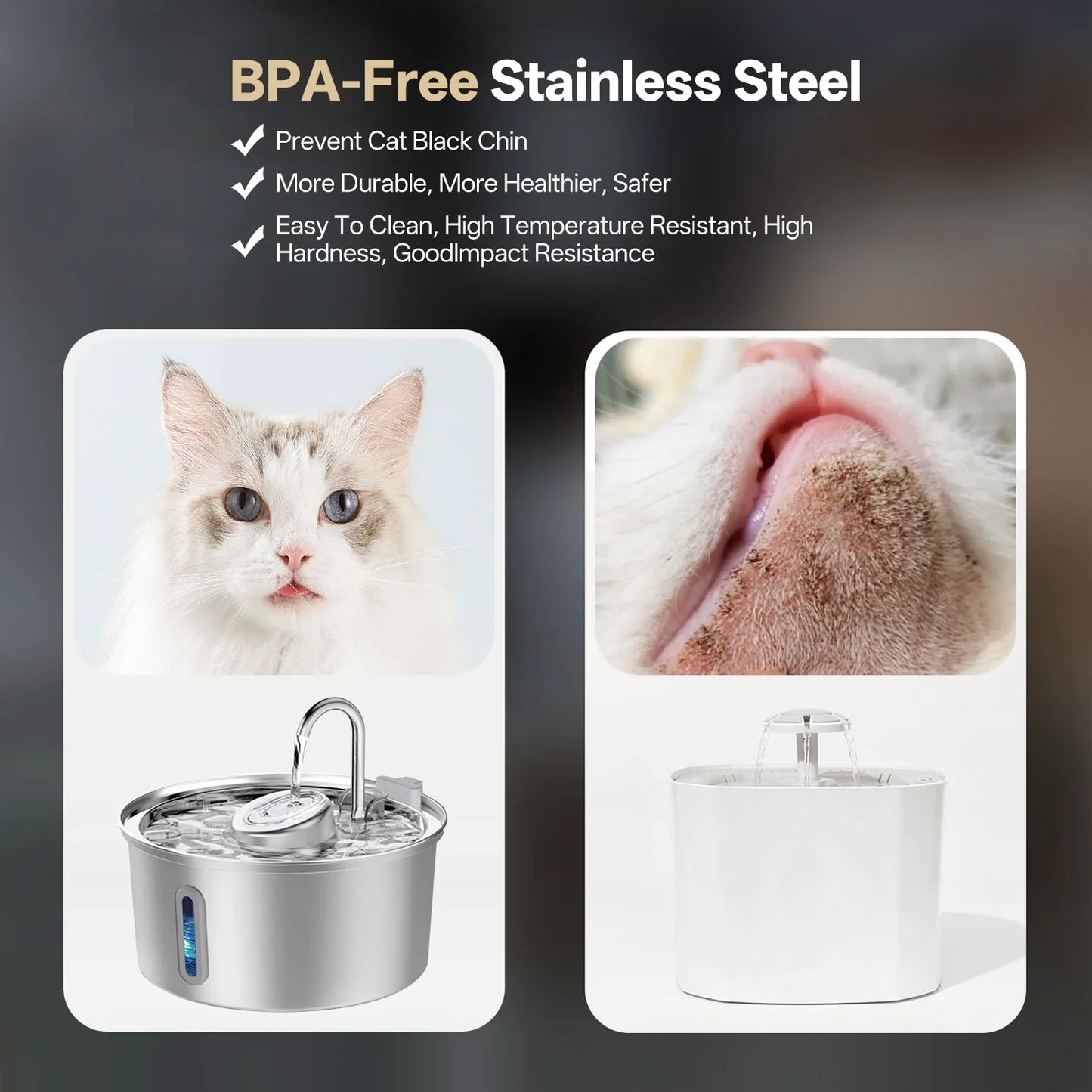 3.2L stainless steel cat water dispenser window has water level, which can be observed, suitable for many cats and dogs