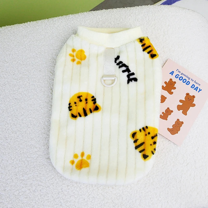 Strawberry Print Plush Pullover Sweater for Cats & Small Dogs