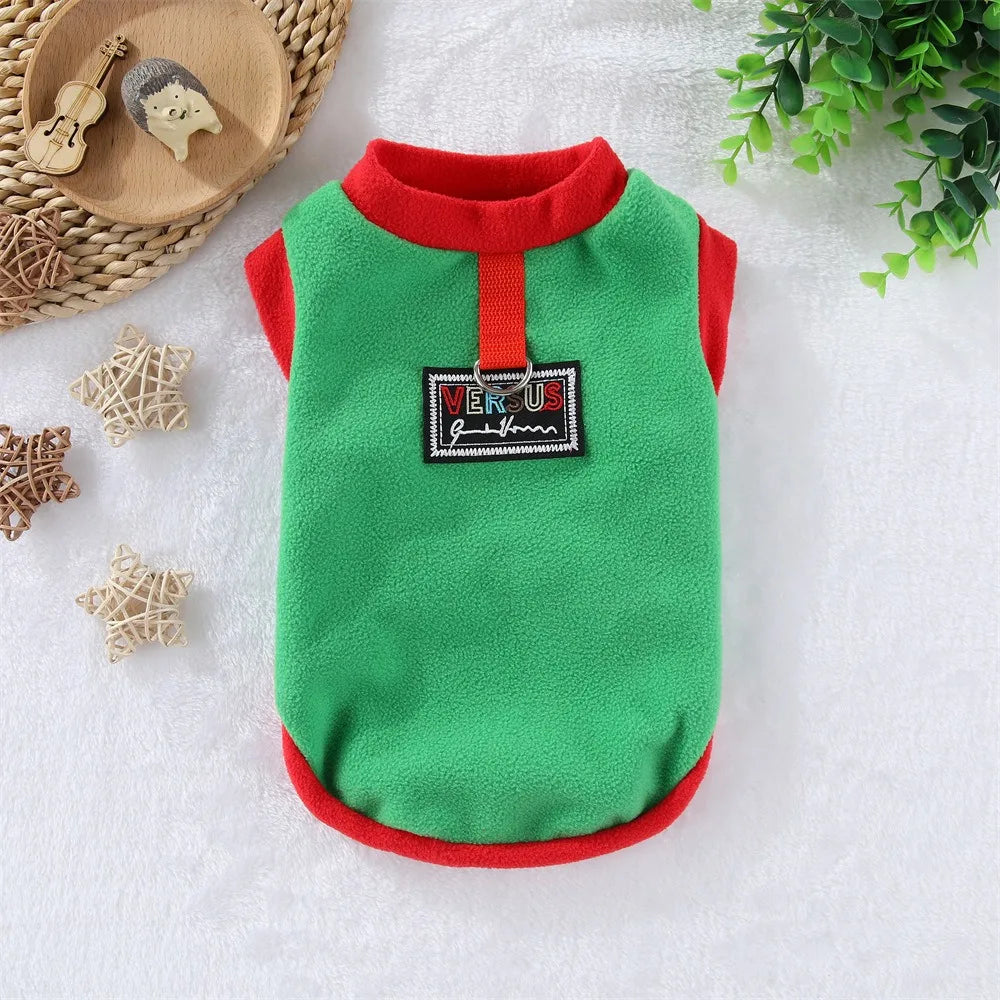 Fleece Vest Sweater with Harness Ring for Small & Medium Dogs & Cats