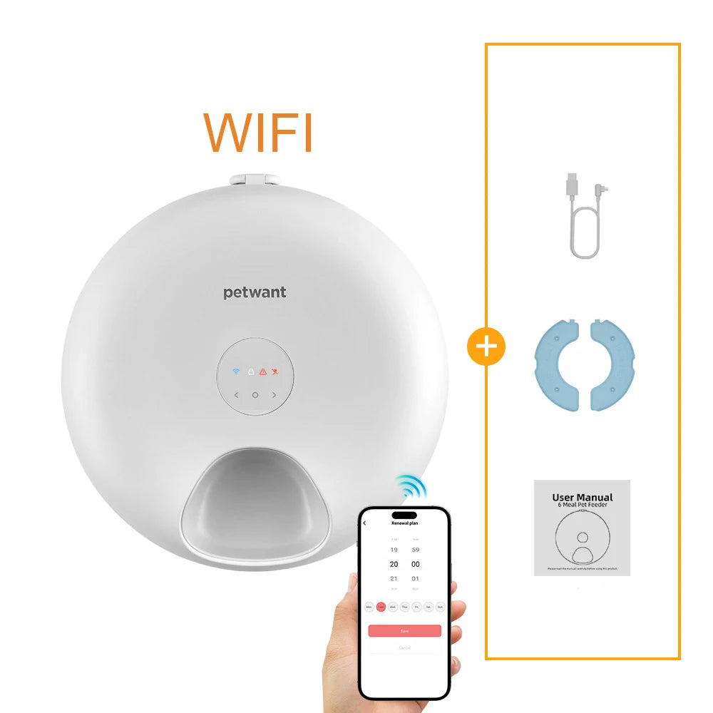 Six-Meal Automatic Pet Feeder for Wet & Dry Food