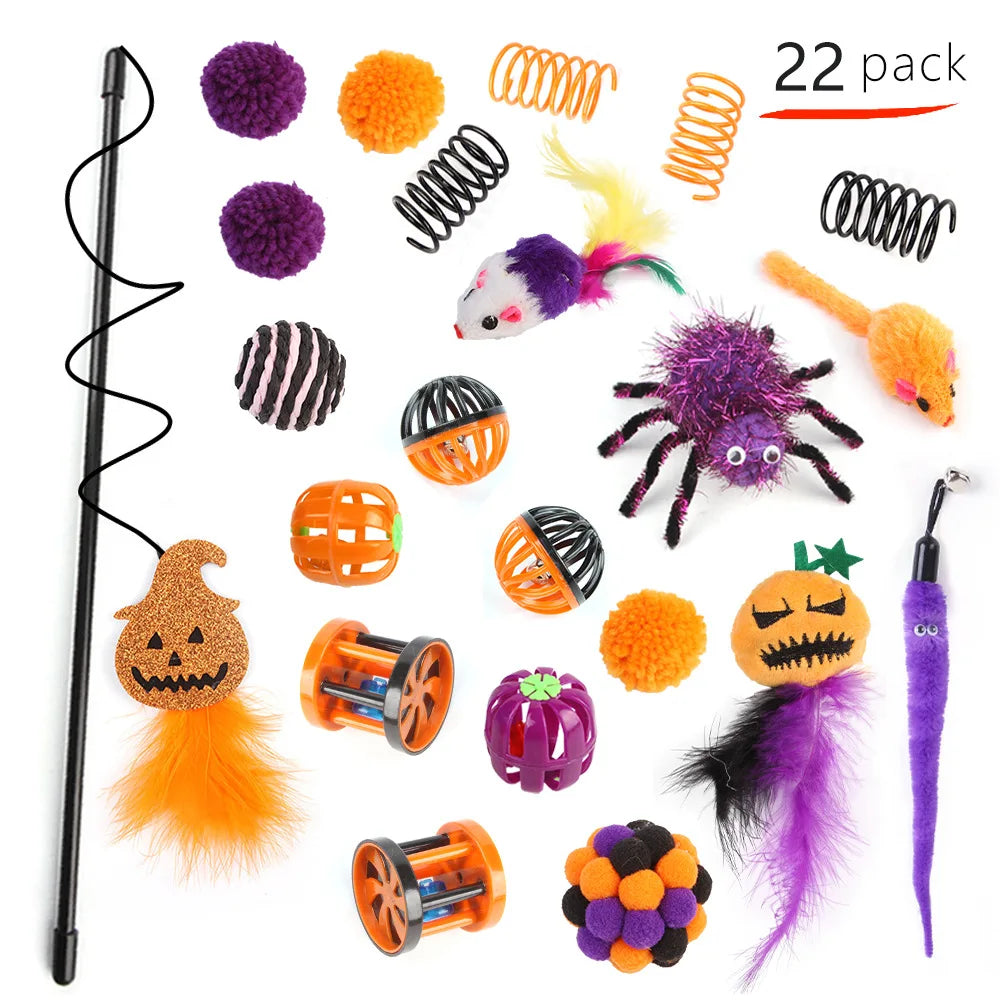 Interactive Cat Toy Variety Set with Wand, Mouse and Bell