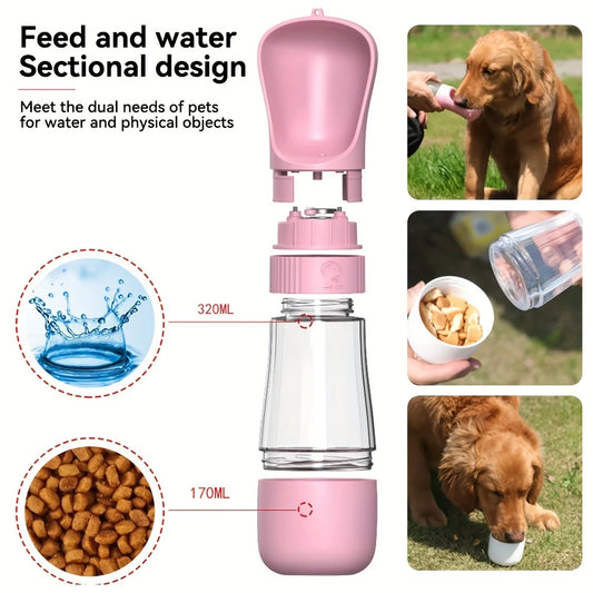 Portable Dog Water Bottle & Bowl - 2-in-1 Travel Hydration Dispenser