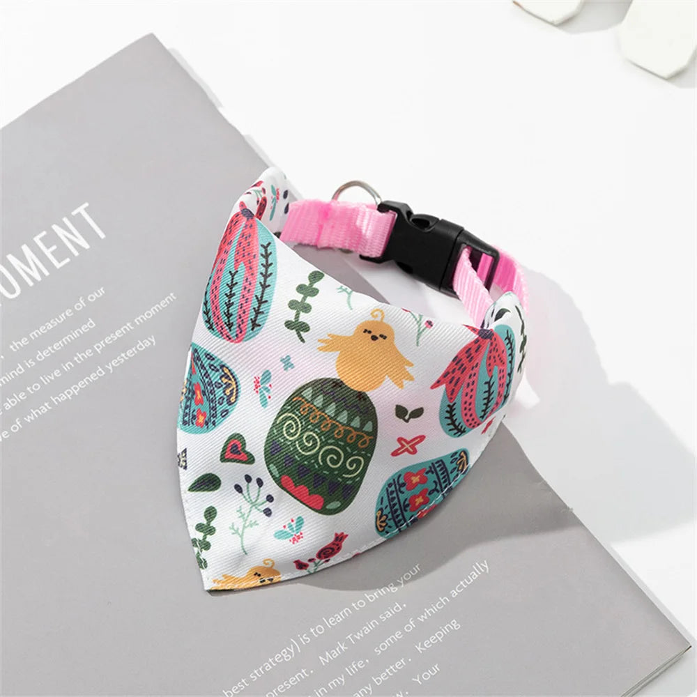 Cute Print Cat Dog Collar with Bandanas for Small Dogs Yorkshire Chihuahua Puppy Triangular Bandage Pet Accessories Supplies