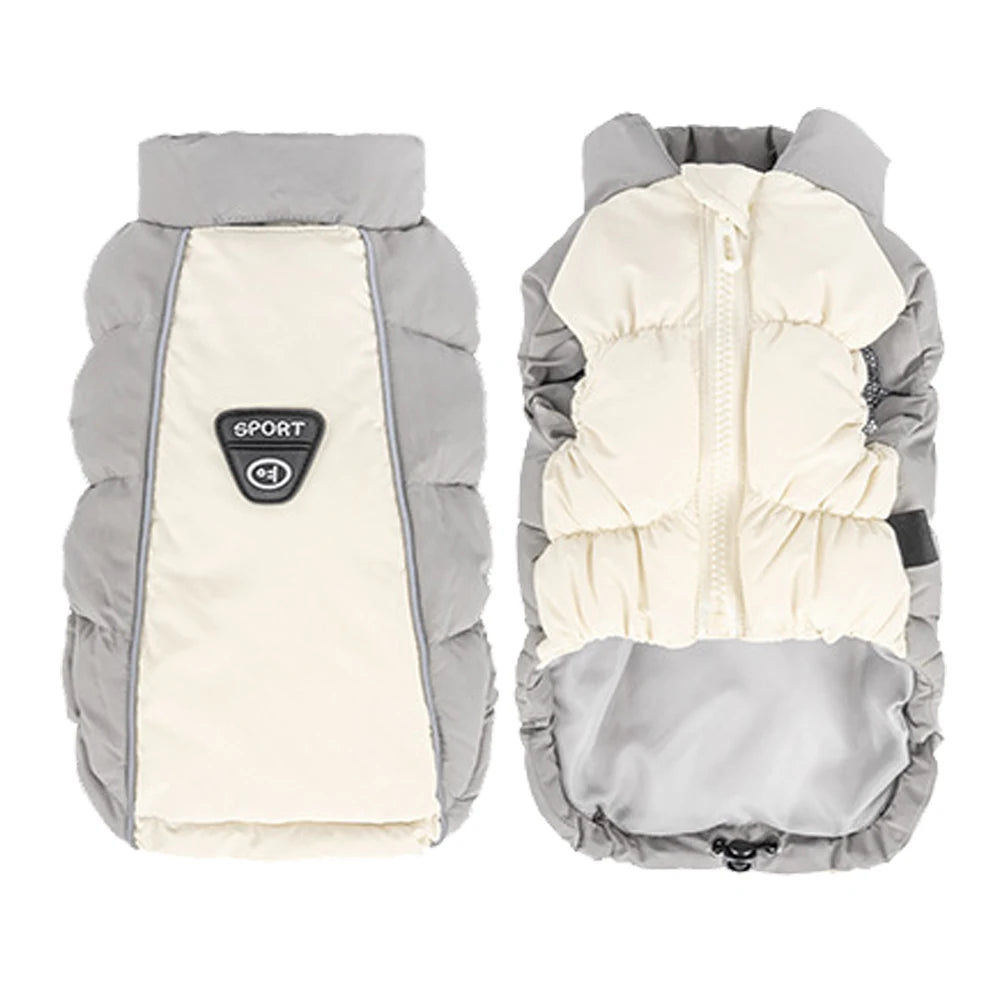 Windproof Reflective Down Jacket for Small Dogs | Harness Hole