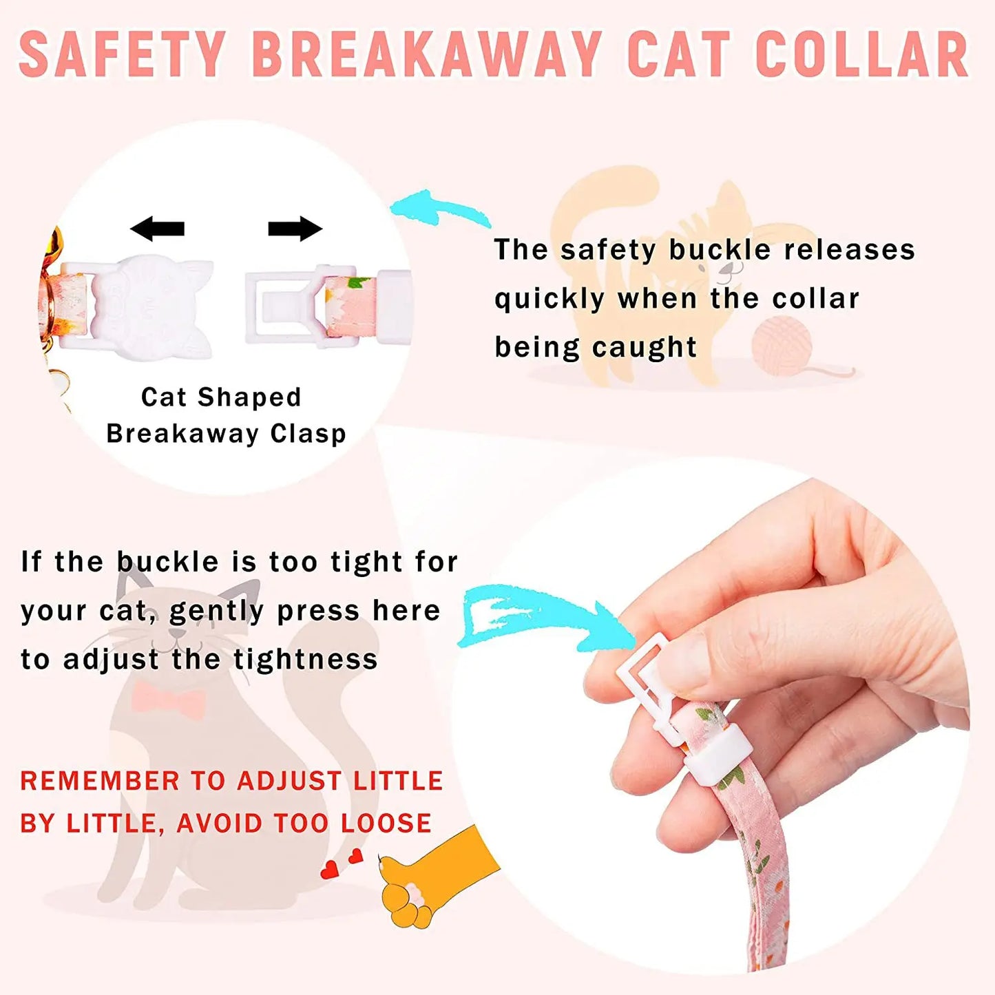 Collier de chat sécurisé avec support AirTag marguerite et grelot