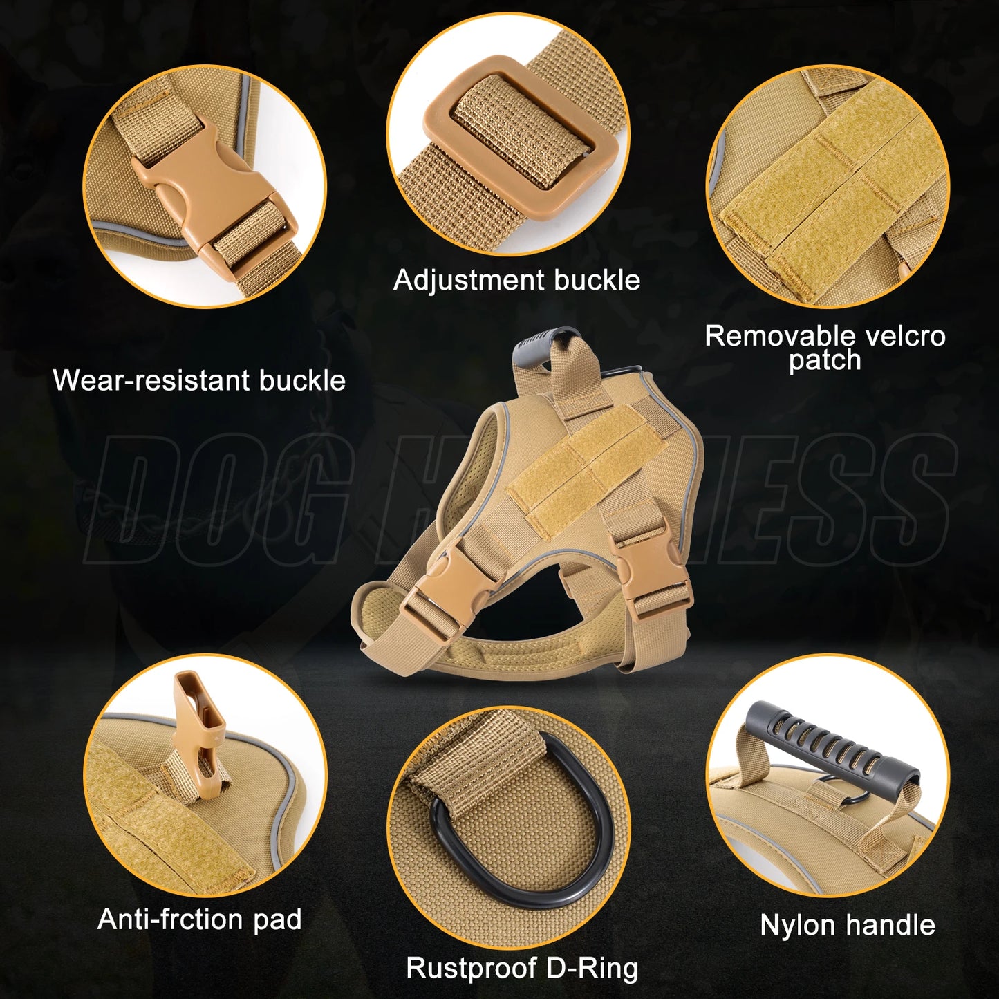 Tactical Dog Training Vest Harness – No-Escape Design