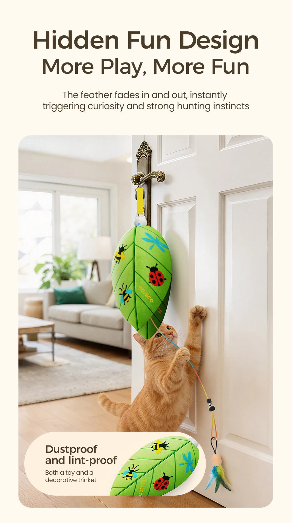 Jouet pour chat cache-cache électrique avec laser et plume suspendue