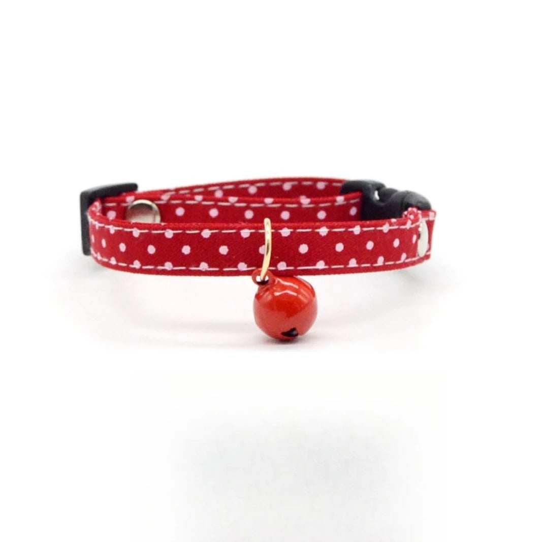 Collier réglable rouge pour chat avec clochette