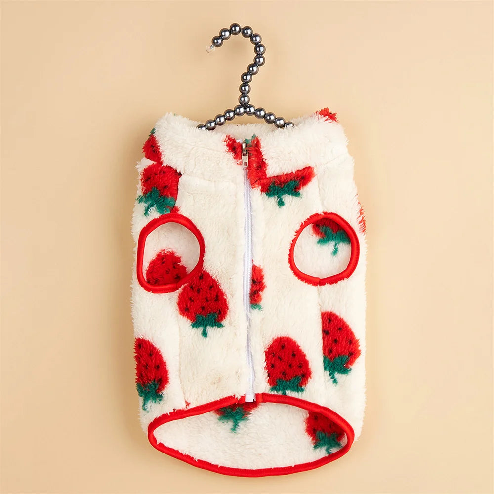 Cartoon Print Plush Vest for Small Dogs & Cats | Autumn Winter