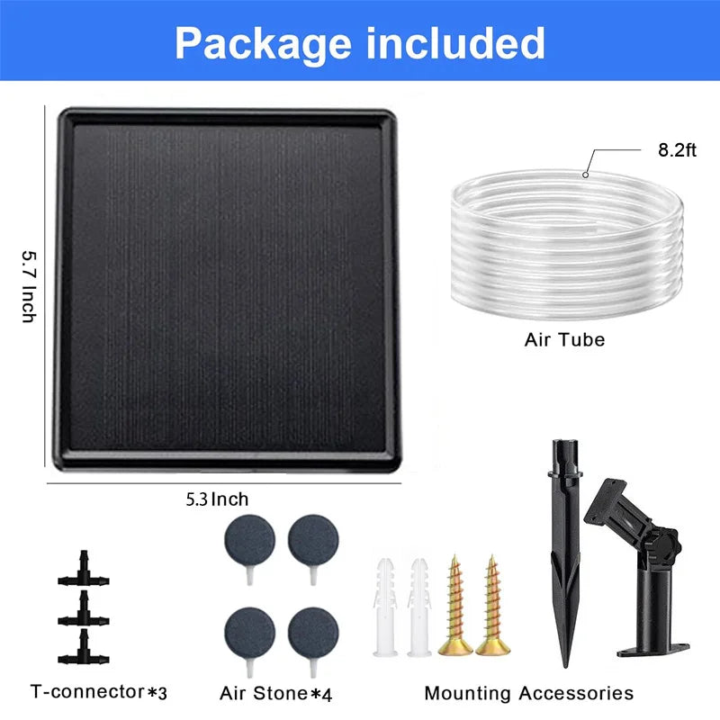 Solar-Powered Portable Aquarium Air Pump — Indoor & Outdoor Fish Oxygen Pump
